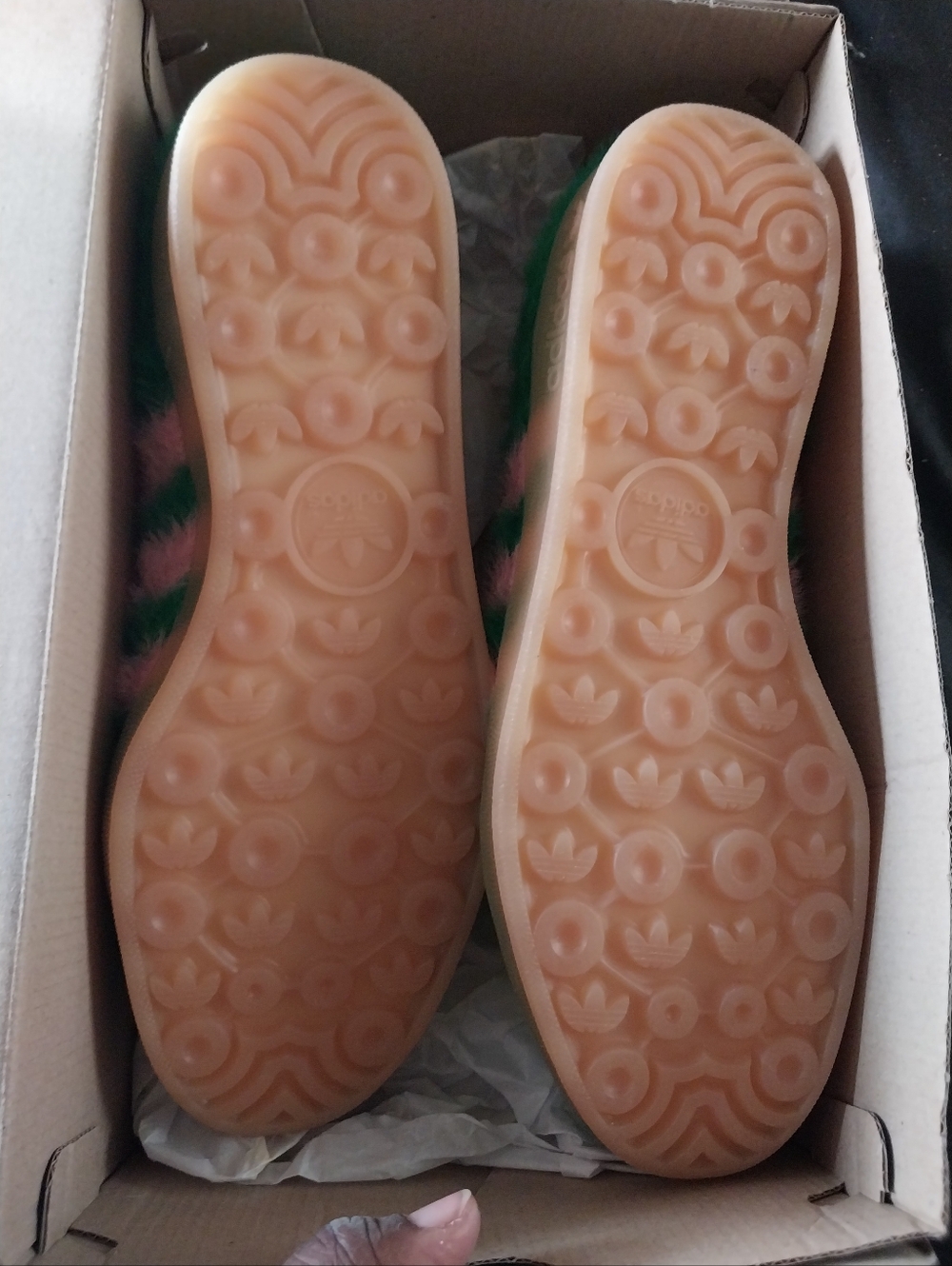 New Adidas Gazelle Green and Pink Furry Women's Sneakers - Picture 5 of 9